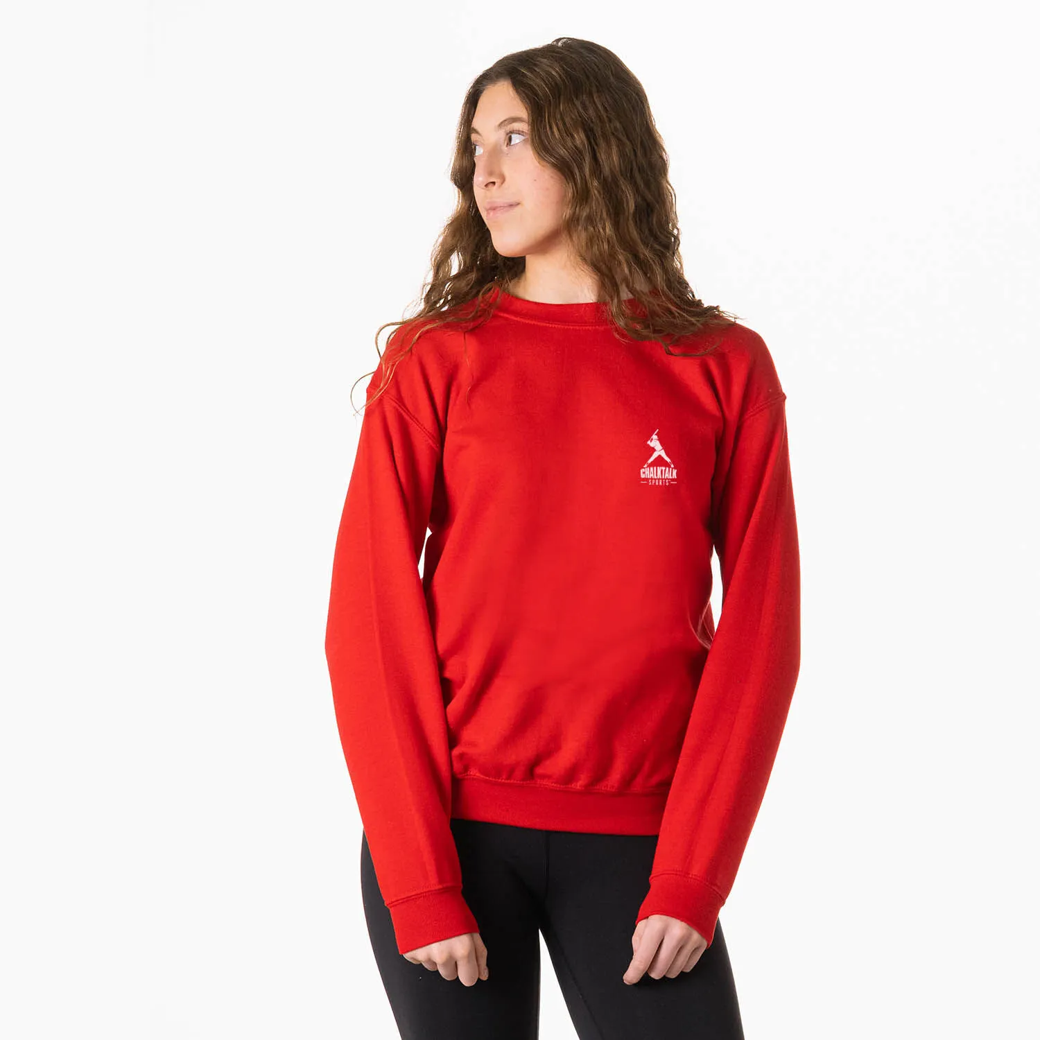 Softball Crewneck Sweatshirt - softball reindeer (Back Design) 